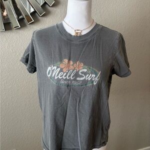 O'Neill Charcoal Surf Logo Tee with Floral Graphic